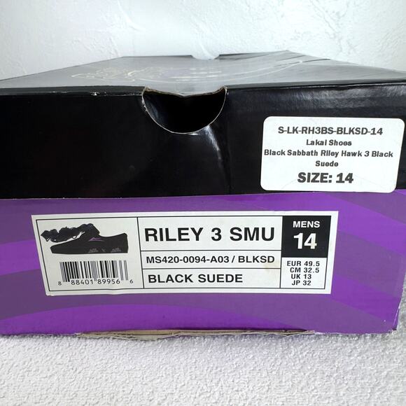 Lakai x Black Sabbath Riley III Black Suede Skate Shoes Mens Size 14 NEW - Picture 2 of 14